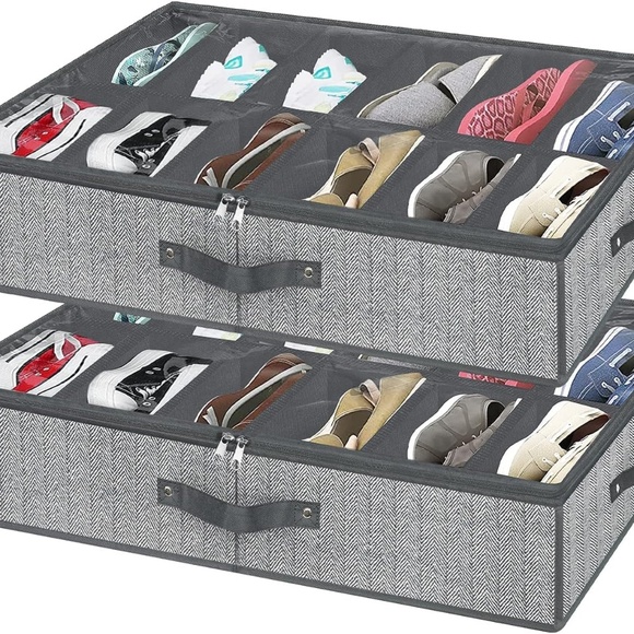Under Bed Shoe Storage Organizer for Closet Fits 24 Pairs-Sturdy Under bed Shoe - Picture 1 of 9